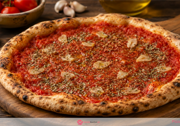 Pizza Marinara – klasyczna włoska pizza z pomidorami, czosnkiem i oregano